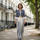 🎁Nouveauté : 50 % de réduction 💥 Ensemble 2 pièces pour femme : chemise rayée et pantalon large