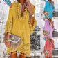 🔥50 % de réduction 👗Robe ample en coton et lin brodée pour femme 🌸