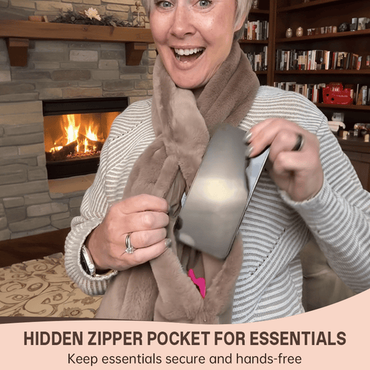 Grande promotion de Noël Économisez 50 %🔥Écharpe en fausse fourrure avec poche zippée cachée