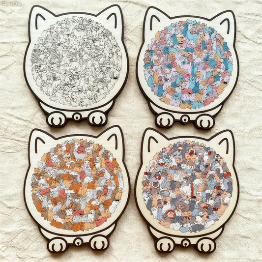 🐱Puzzle en bois représentant un chat aux couleurs Morandi, 135 pièces🎁