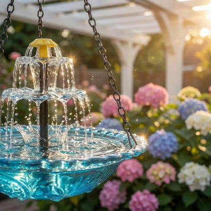 Fontaine solaire de bain d’oiseaux suspendue