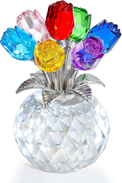 💖 50 % de réduction ! 🌹 Ornement floral rose éternelle en cristal (avec vase) 🌸