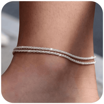 🌺 ACHETEZ 1, OBTENEZ 1 GRATUIT ! ⏳ Bracelet de Cheville en Argent – Multilayer, Étanche & Taille Ajustable 💫