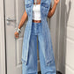 ✨ Soldes 2026 — Plus de 44 000 ventes ! 🧵 Robe Gilet en Jean Sans Manches Fente Haute Femme