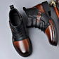 💎 50% DE RÉDUCTION ! 💎 Bottines en Cuir Véritable pour Homme – Design Bicolore, Fermeture Éclair Latérale & Semelle Antidérapante 👢✨