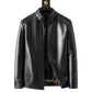 🔥  50% DE RÉDUCTION ! Veste Cuir Homme Doublure Peluche – Chaleur Hivernale, Coutures Main & Col Montant