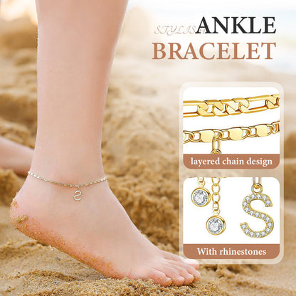 💐50% DE RÉDUCTION ! Bracelet de Cheville 2 Pièces – Style Superposé Tendance 💃🌟【Prix Exceptionnel】