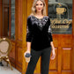 💃Nouveau design 2025🔥Ensemble top et pantalon en velours avec strass pour femme