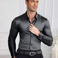 📢50% de réduction！！！📍Chemise Boutonnée à Manches Longues à Col Revers de Couleur Unie pour Homme