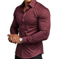 📢50% de réduction！！！📍Chemise Boutonnée à Manches Longues à Col Revers de Couleur Unie pour Homme