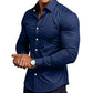 📢50% de réduction！！！📍Chemise Boutonnée à Manches Longues à Col Revers de Couleur Unie pour Homme