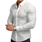 📢50% de réduction！！！📍Chemise Boutonnée à Manches Longues à Col Revers de Couleur Unie pour Homme