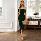 Robe longue élégante à épaules dénudées et froncée pour femm