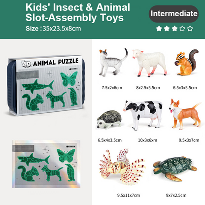 🐞 50 % de réduction ! Modèles d’insectes & animaux 1:1 – Assemblage éducatif en 3 niveaux, vinyle sécurisé 🎁🔬