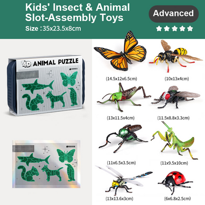 🐞 50 % de réduction ! Modèles d’insectes & animaux 1:1 – Assemblage éducatif en 3 niveaux, vinyle sécurisé 🎁🔬