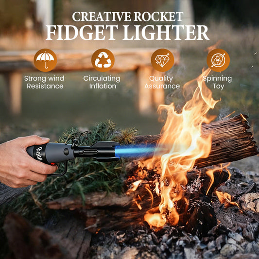 🔥55% de réduction ! Briquet Fusée Antistress – Flamme Anti-Vent + Rotation Ludique 🚀
