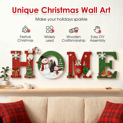 📢📢50 % de réduction !!!🎅Décoration murale en bois pour Noël avec lettres - HOME/JOY