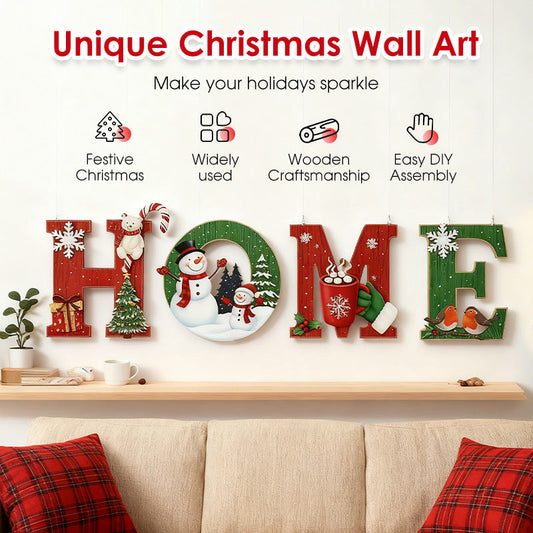 📢📢50 % de réduction !!!🎅Décoration murale en bois pour Noël avec lettres - HOME/JOY