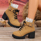 ⏳ Offre à durée limitée -50% ⏰ Bottes cheville à talon bloc avec empiècement dentelle 👢