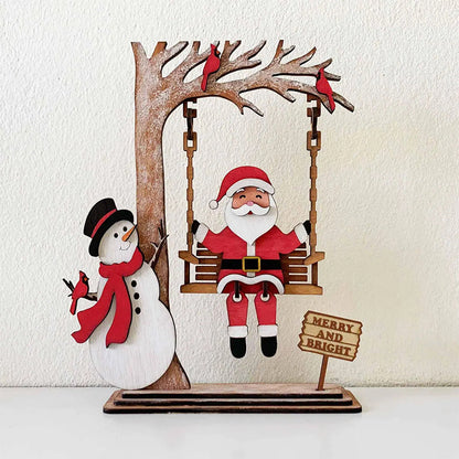 📢 50 % de réduction !!! ✨ Décoration de table 3D en bois – Père Noël sur une balançoire, pièce maîtresse festive & durable 🎄🪵