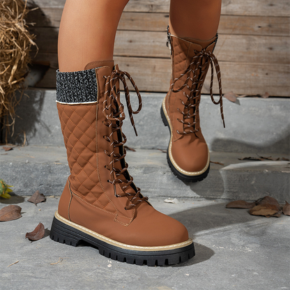 📢📢55 % de réduction !!!🎅Bottes d'hiver matelassées mi-mollet pour femmes avec fermeture éclair latérale