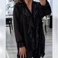📢📢50 % de réduction !!!🎅Chemise à manches longues à col en V en mousseline et paillettes pour femmes