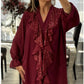 📢📢50 % de réduction !!!🎅Chemise à manches longues à col en V en mousseline et paillettes pour femmes