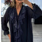 📢📢50 % de réduction !!!🎅Chemise à manches longues à col en V en mousseline et paillettes pour femmes