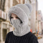 Bonnet Écharpe et Masque 3-en-1 Tricoté d'Hiver pour Femmes