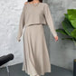 Ensemble deux pièces en maille pour femme : robe midi débardeur et crop top