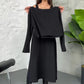 Ensemble deux pièces en maille pour femme : robe midi débardeur et crop top