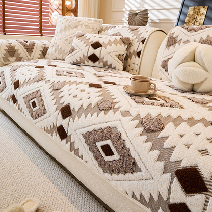 Housse de canapé moderne géométrique en peluche