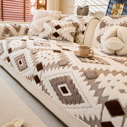 Housse de canapé moderne géométrique en peluche