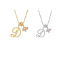 Collier avec initiale et breloque cœur rose