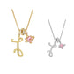 Collier avec initiale et breloque cœur rose