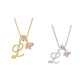 Collier avec initiale et breloque cœur rose