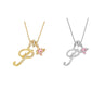 Collier avec initiale et breloque cœur rose