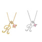 Collier avec initiale et breloque cœur rose