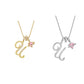 Collier avec initiale et breloque cœur rose