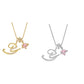 Collier avec initiale et breloque cœur rose
