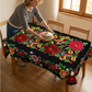 📢📢60 % de réduction – Nappe Mexicaine Florale avec Bord Festonné 🌸✨ Élégance Exotique & Résistance aux Taches !