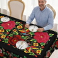 📢📢60 % de réduction – Nappe Mexicaine Florale avec Bord Festonné 🌸✨ Élégance Exotique & Résistance aux Taches !