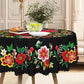 📢📢60 % de réduction – Nappe Mexicaine Florale avec Bord Festonné 🌸✨ Élégance Exotique & Résistance aux Taches !