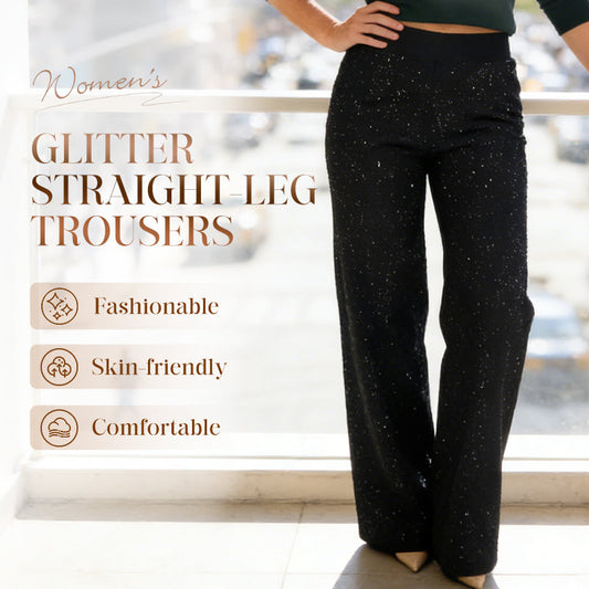 🔥 50 % DE RÉDUCTION !! ✨Pantalon droit pailleté taille haute
