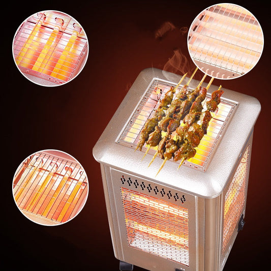 📢📢50 %  DE RÉDUCTION !! ⏰Chauffage électrique portable à 5 côtés avec grille barbecue