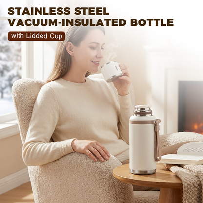 🔥SOLDES DU NOUVEL AN - SEULEMENT 29,99 € !!⚡PLUS DE 50 000 UNITÉS VENDUES !💝Bouteille isotherme 2 en 1 en acier inoxydable avec couvercle