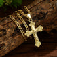 ✨ Collier Crucifix en Or – Motif INRI Détaillé, Chaîne Figaro Ajustable & Finition Éclatante 💛