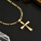✨ Collier Crucifix en Or – Motif INRI Détaillé, Chaîne Figaro Ajustable & Finition Éclatante 💛