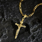 ✨ Collier Crucifix en Or – Motif INRI Détaillé, Chaîne Figaro Ajustable & Finition Éclatante 💛