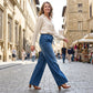 ✨Jean denim à taille élastiquée et jambes larges pour femme